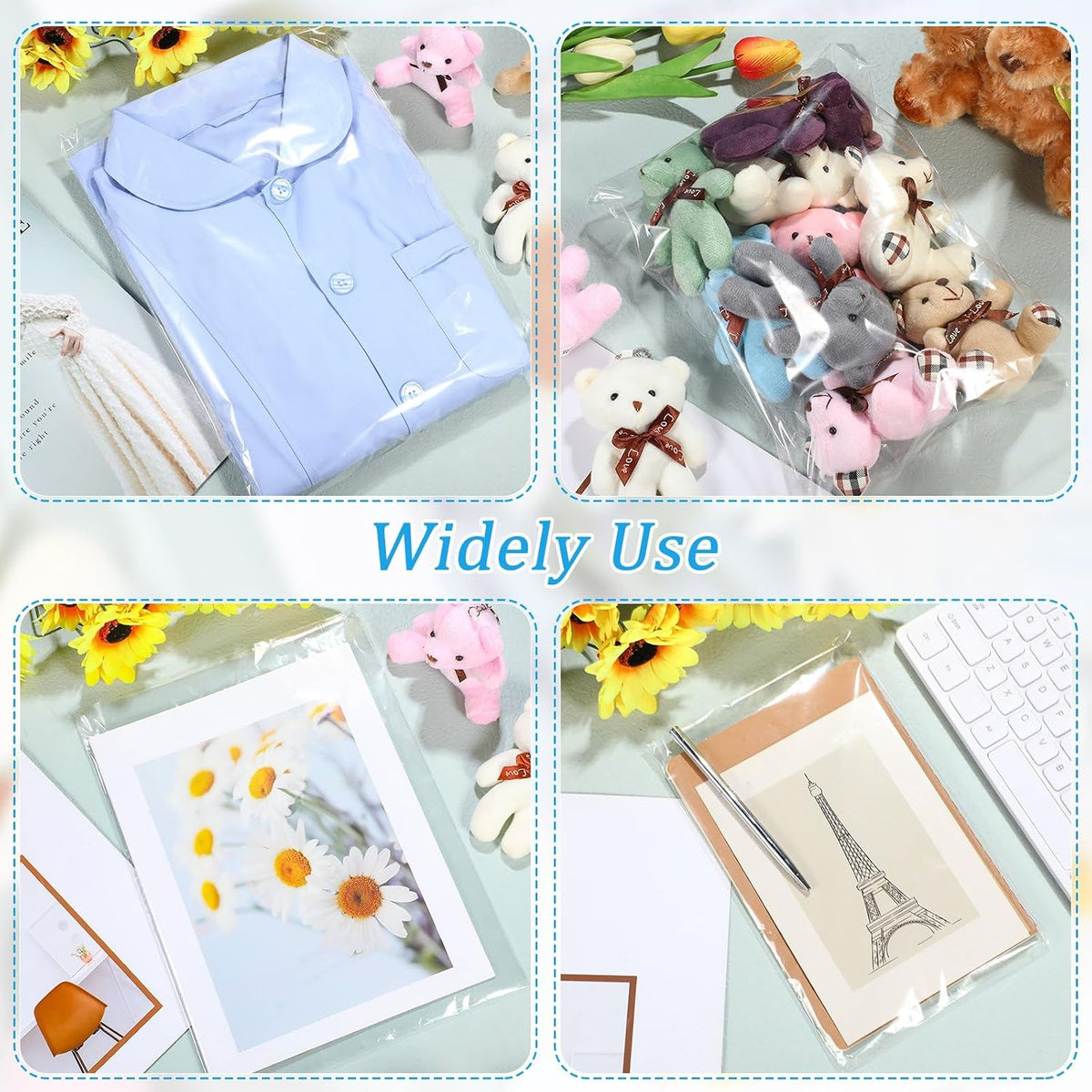 600 Pcs Cello Bags, 6'' X 9", 8'' X 10", 9'' X 12", 11'' X 14"
