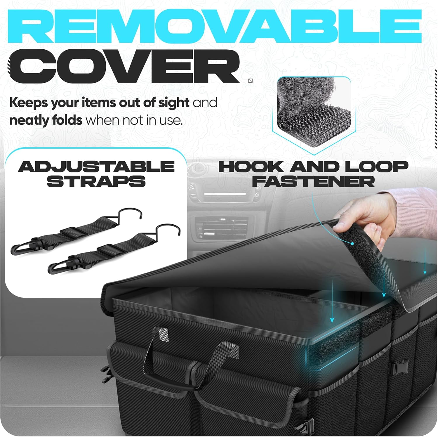 Trunk Organizer For SUV Car Trunk Organizer, Foldable Storage, Car Accessories for Women Men, Collapsible Bag, 600D