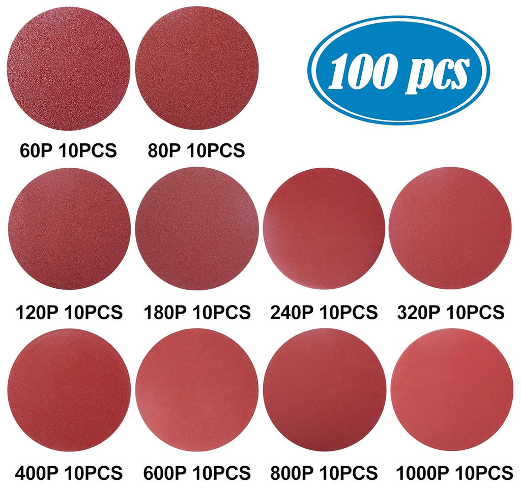 Premium PSA Sanding Discs 6 Inch 100 PCS 60 80 120 180 240 320 400 600 800 1000 Grit Aluminum Oxide Self Stick