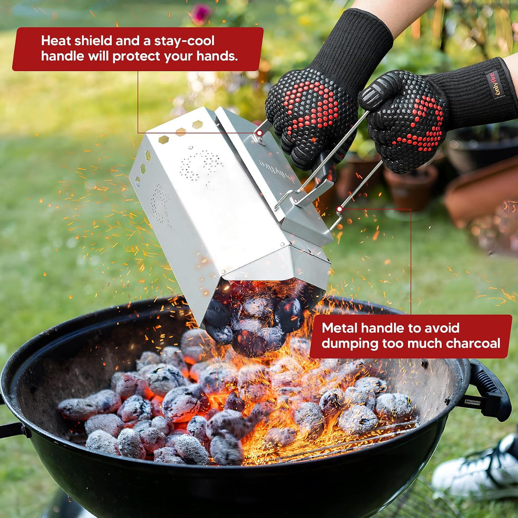 Heavy Duty Steel Large Charcoal Chimney Starter BBQ Fire Starter