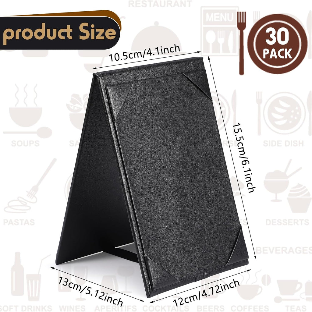 30 Pack Leather Table Tents Double Sided Menu Holders, 4 x 6 Inch
