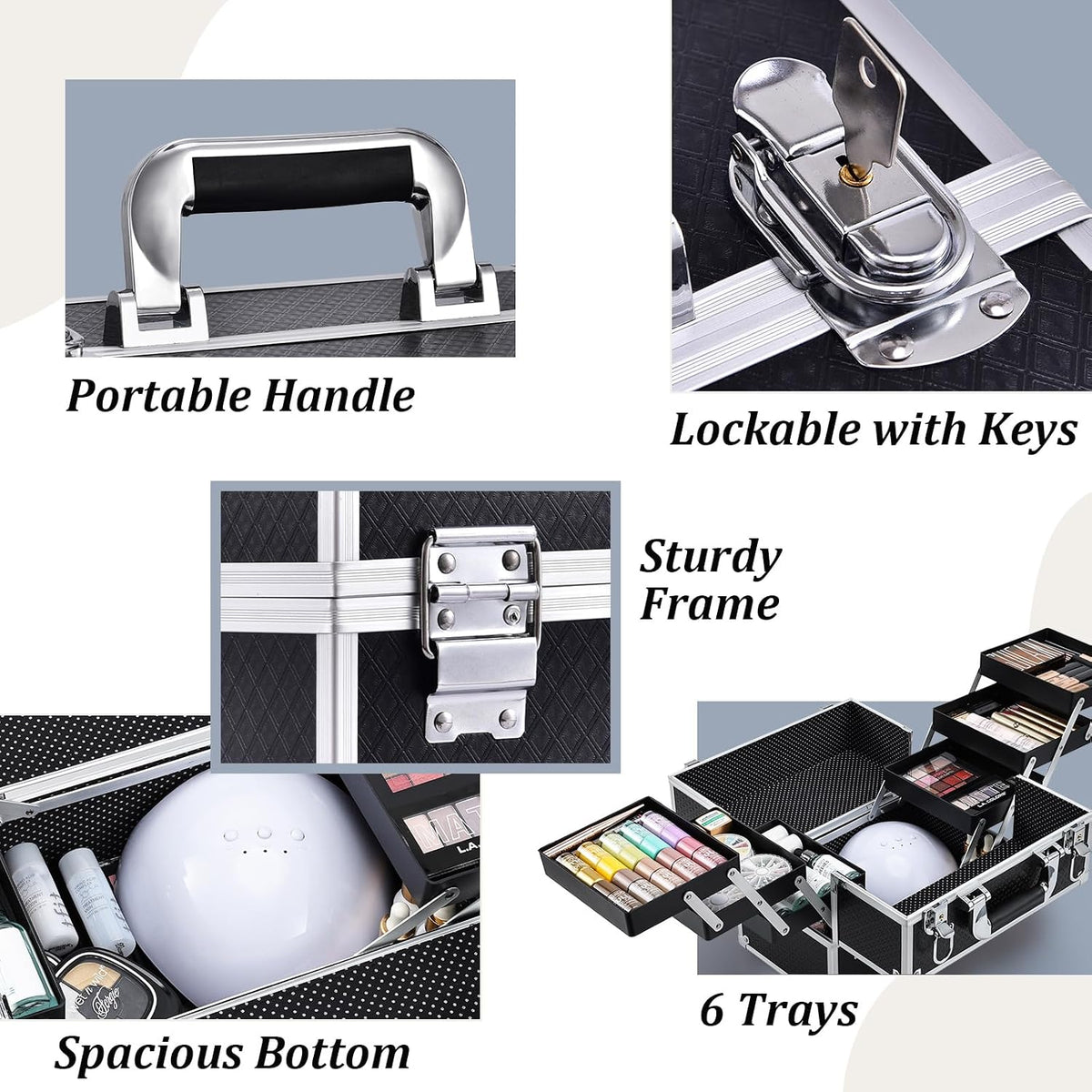 Makeup Train Case Makeup Case 11.8 Inch Large Cosmetic Box Organizer Travel Storage Professional Make Up Train