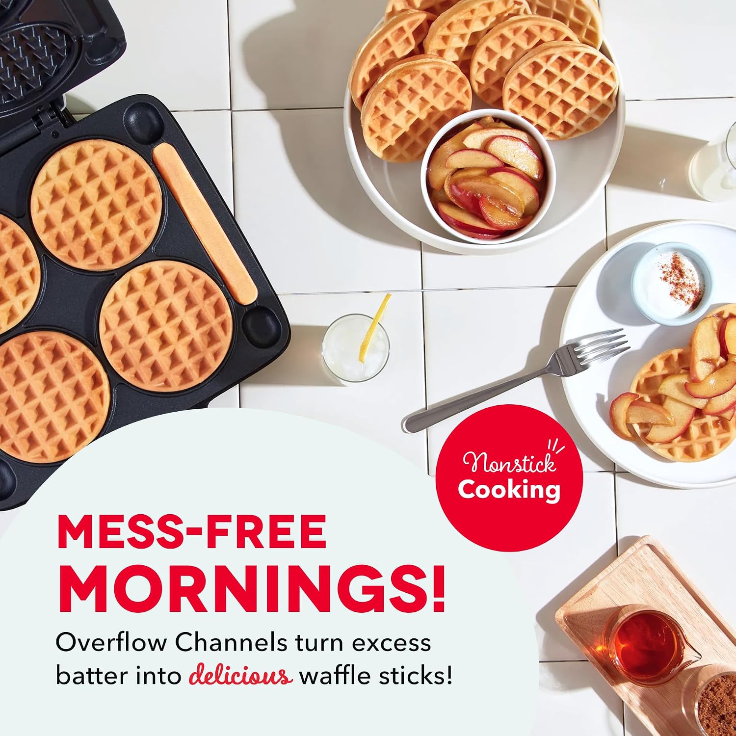 Multi Mini Waffle Maker, Makes 4 Waffles at Once, Graphite | Small Waffle Iron for Families, Kids Breakfast