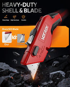 Box Cutter Utility Knife, [2-in-1] Retractable Box Cutter, Safety Heavy Duty Sharp Razor Knife for Home & Warehouse