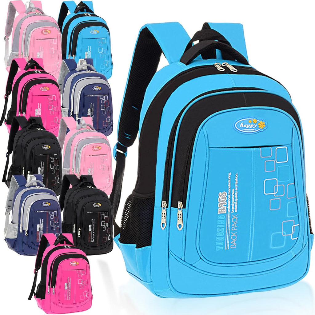 10 Pcs of School Backpack Bulk 17 Inch Classic Student Bag Bulk Printed Book Bags with Adjustable Padded Straps and