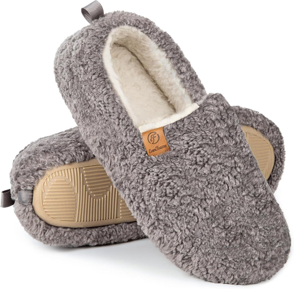 Women’s Soft Curly Slippers Memory Foam Lightweight House Shoes | Birthday gift, machine washable, anti-slip sole