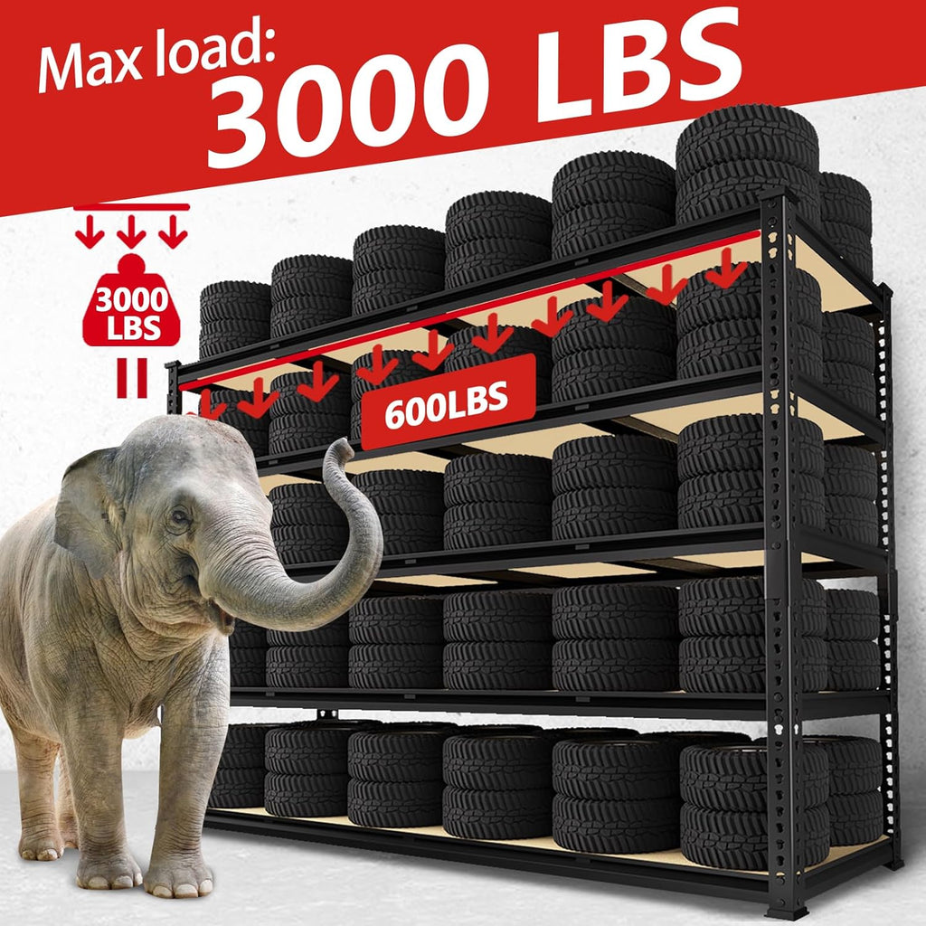 60" W X 24" D X 72" H Heavy Duty Garage Storage Shelves - Adjustable Metal Shelving Unit, 5 Tier Industrial Shelves