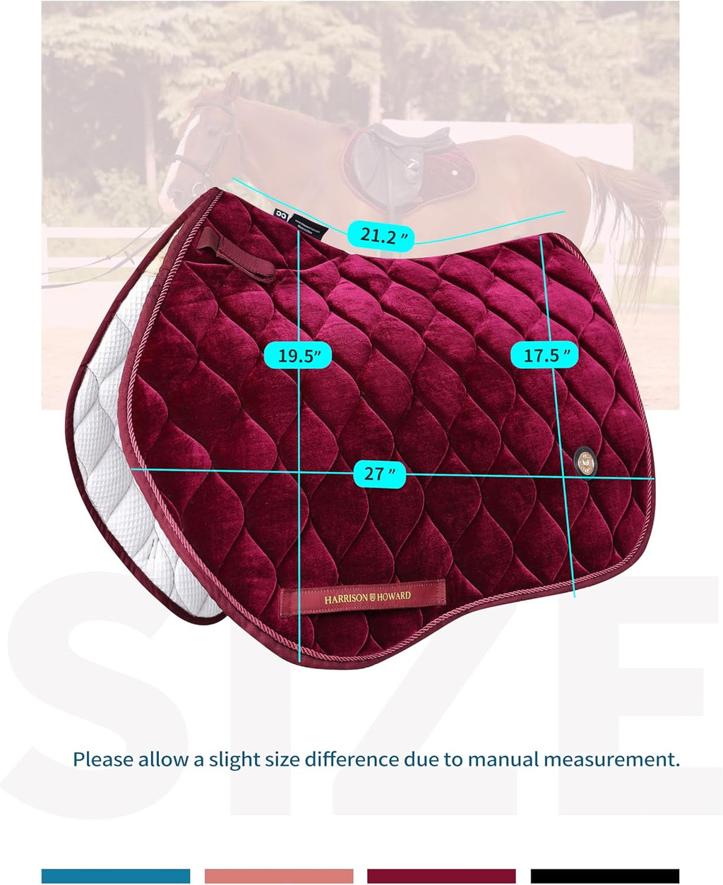 Close Contact Horse Saddle Pad for Jumping, w/Velvet Hue