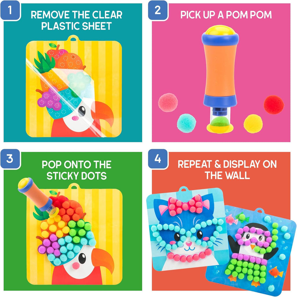 Pom Pom Kit: Animal Dress Up - Arts and Crafts for Kids 4-6, DIY Arts & Crafts Kits, Kids No Mess Activities