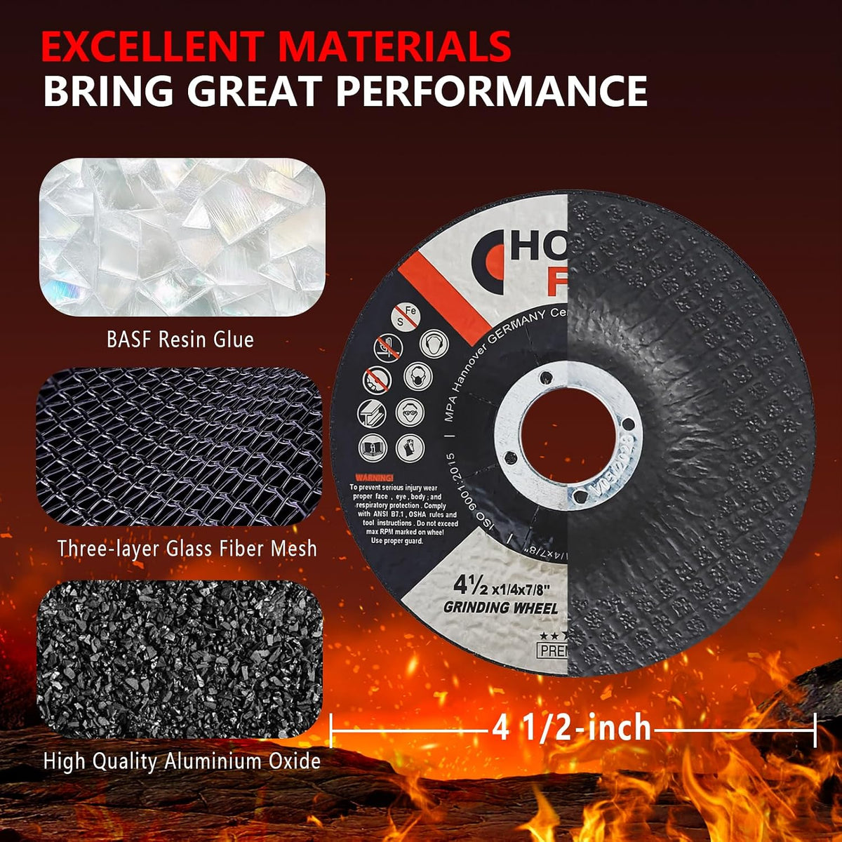 HOMO FABER 25 Pack Grinding Wheels 4 1/2 Inch, Angle Grinder Disc