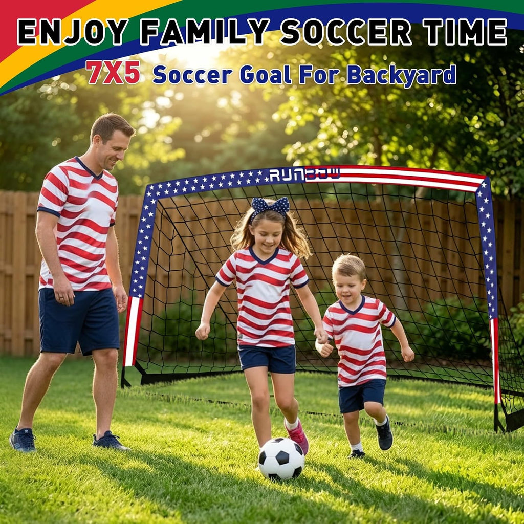 Kids Soccer Goals for Backyard, 7x5 FT Portable Soccer Nets with Carry Bag | Large, Foldable, Easy Set Up, Sturdy