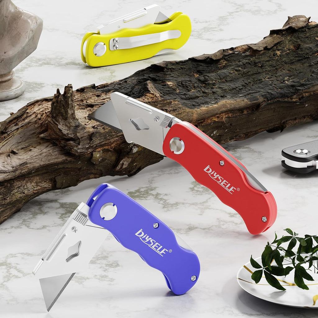 4 Pack Box Cutter Utility Knife with 10 Extra Blades