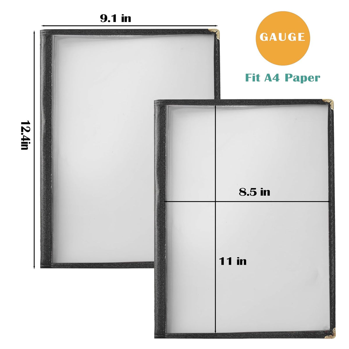 Menu Covers 8.5 x 11 Inch Restaurant Menu-Holder - 2PCS 4 Page 8 View Transparent Menu Sleeve,Fits A4 Size Paper for