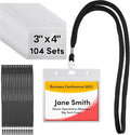 Badge Name Tag Holders with Lanyards 104 Sets 3"x4" Size Quick Load