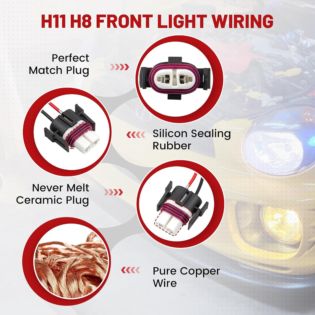 H8 H9 H11 880 881 2 PIN Female Wiring Ceramic Socket Universal Fit for Toyota GMC Chevy Honda Jeep Ford Subaru Dodge