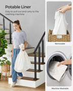 Rolling Laundry Hamper with Lid, 140 L Synthetic Rattan