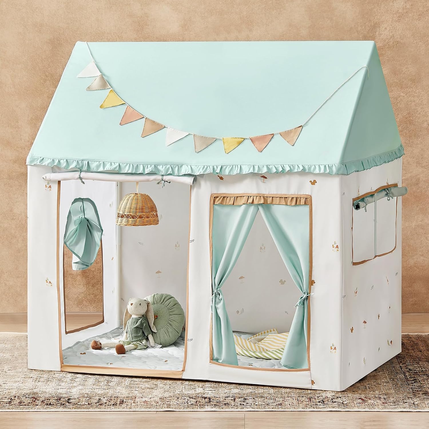 Teepee Tent for Kids, Kids Tent with Printed Mat