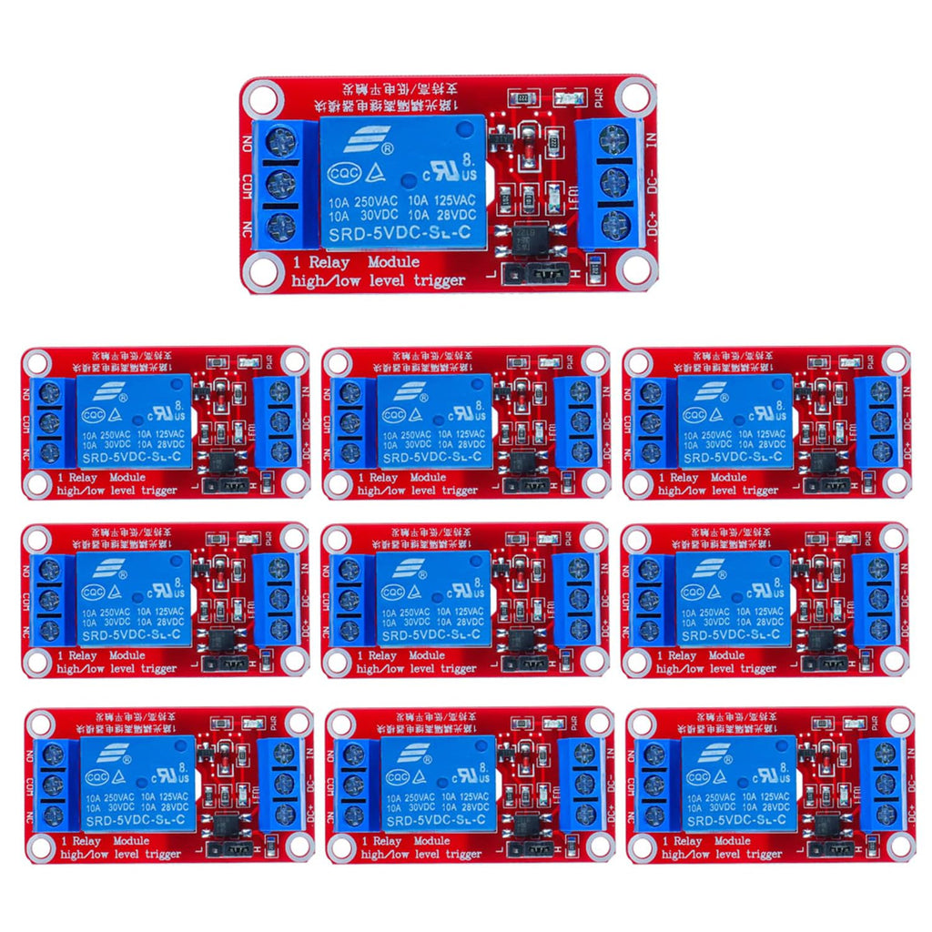 5V One Channel Relay Module Relay Switch with OPTO Isolation High Low Level Trigger (Pack of 10)