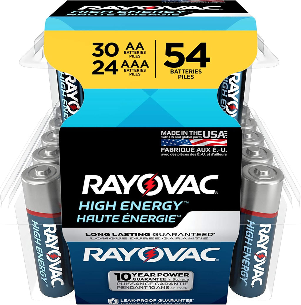AA Batteries & AAA Batteries Combo Pack, 30 AA and 24 AAA (54 Battery Count)