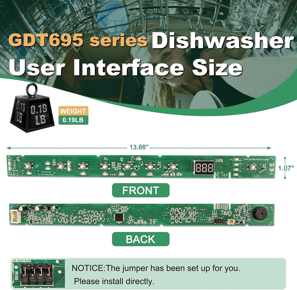 Dishwasher UI Board Compatible with GE GDT695 Series GDT695SGJ4WW