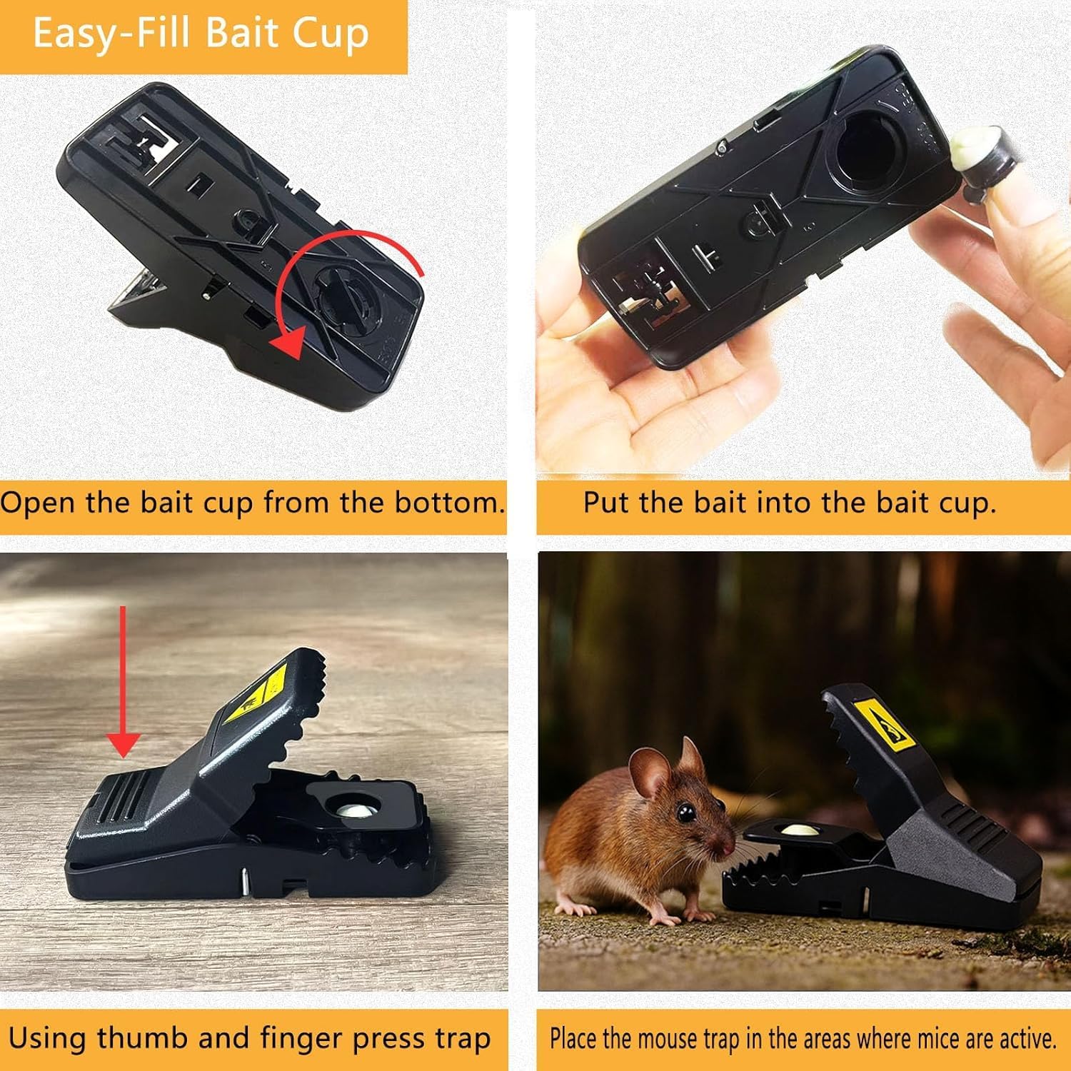 Reusable Indoor Mouse Trap 12 Pack – Easy to Set Plastic Rodent Control Device for Home, Garage & Garden Use