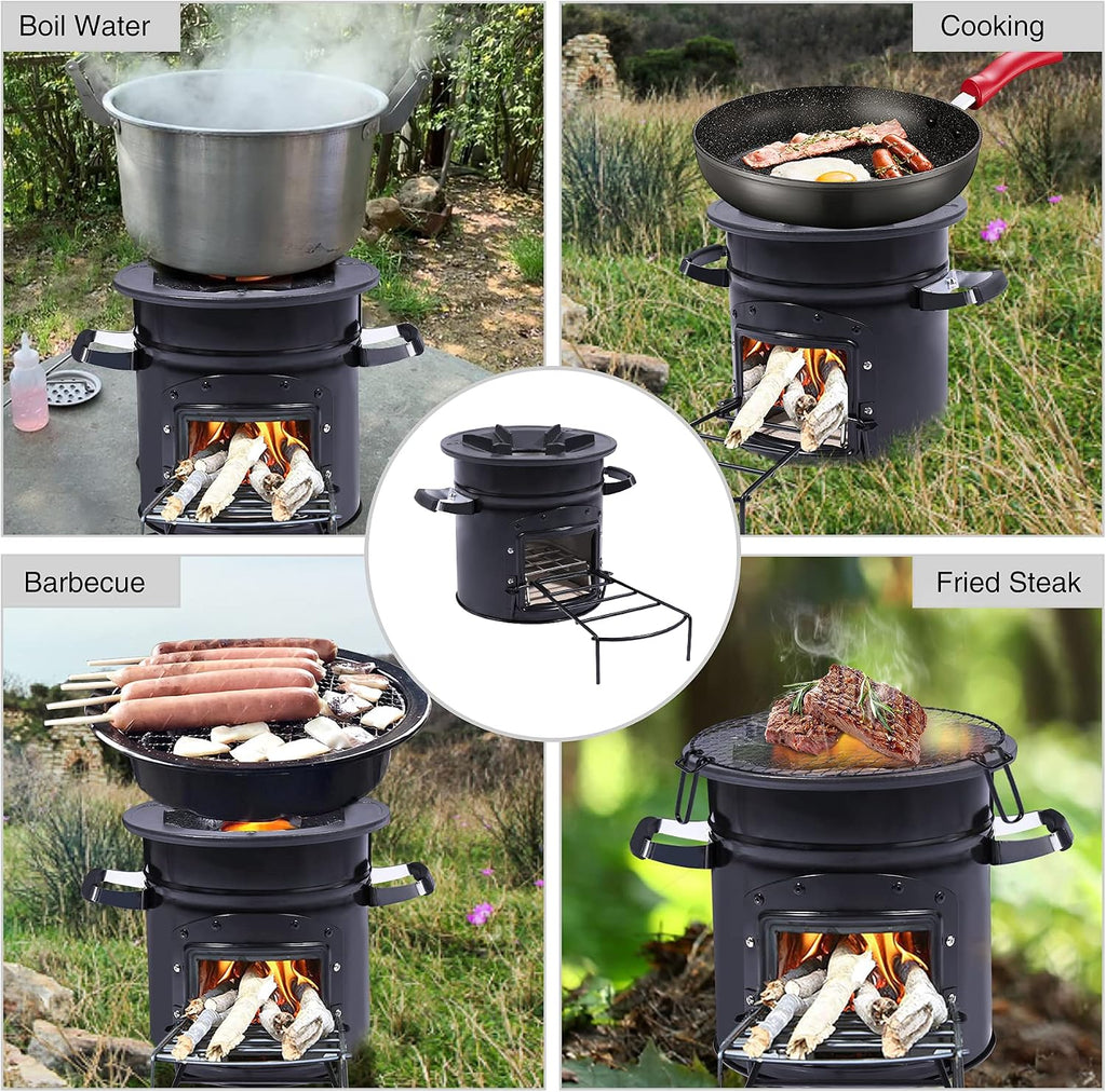 Camping Rocket Stove Wood Burning Portable for Cooking, Outdoor Camping Wood Stove with Carrying Bag for Backpacking