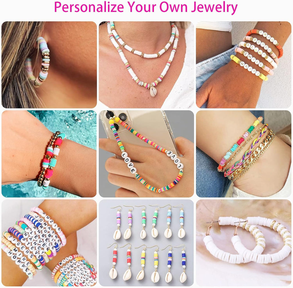 20,000 Pcs Clay Beads Bracelet Making Kit, 120 Colors 6 Boxes Polymer Beads Spacer Heishi Beads & Jewelry Kit with