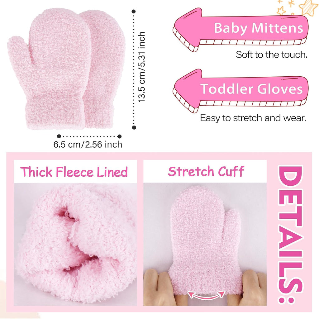 Toddler Kids Winter Hats Mittens Gloves Scarf Set Age 0-4 | Warm Knit Baby Beanies Hats with Ear Flaps, Fleece Neck