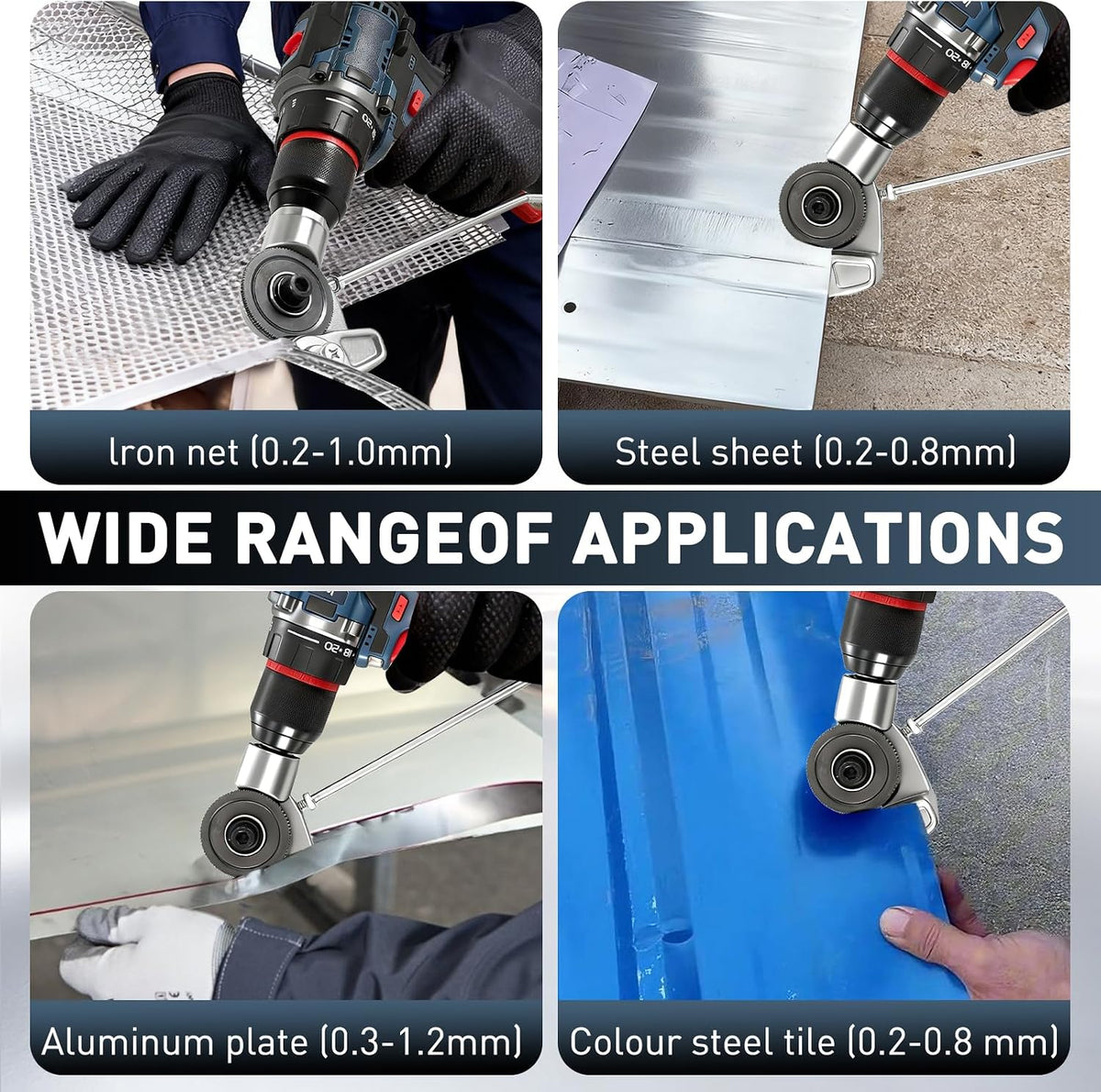 Metal Nibbler Drill Attachment, Heavy-Duty Sheet Metal Cutter for Electric Drill, Double-Cut Nibbler Tool for Fast