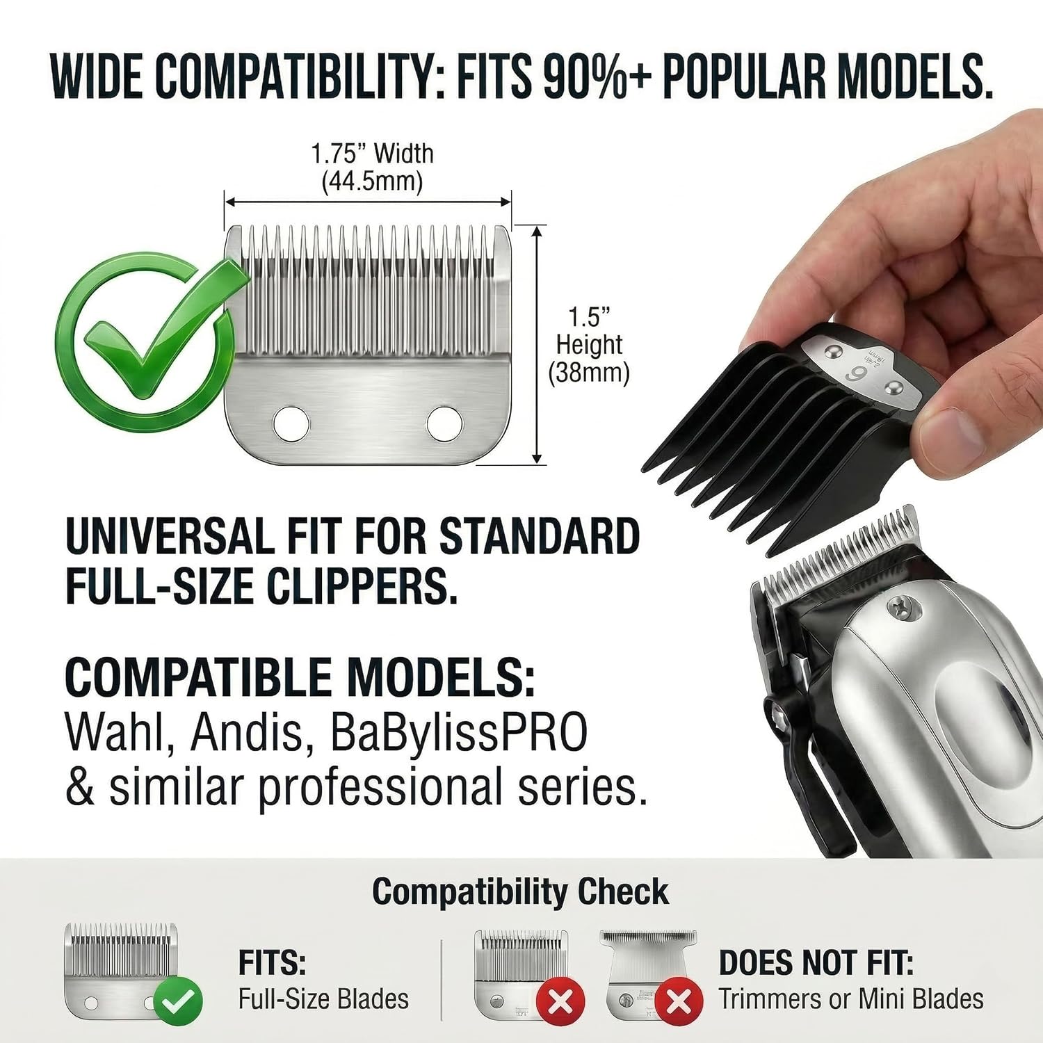 10-Piece Premium Clipper Guards Set, Upgraded Metal Clip Cutting Guides Compatible with Wahl Hair Clippers, 1/16" to