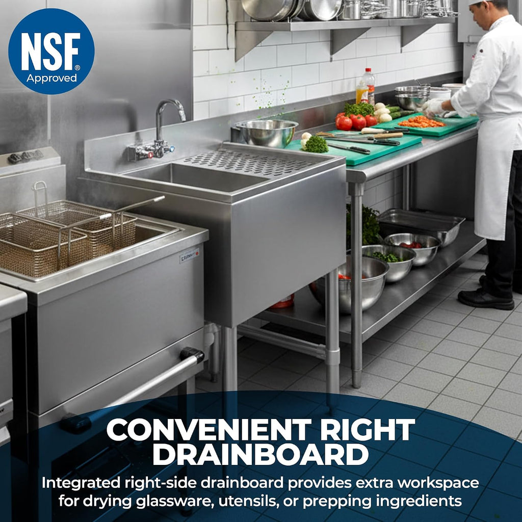 19" x 24" Stainless Steel One Compartment Sink - Express KitchQuip NSF