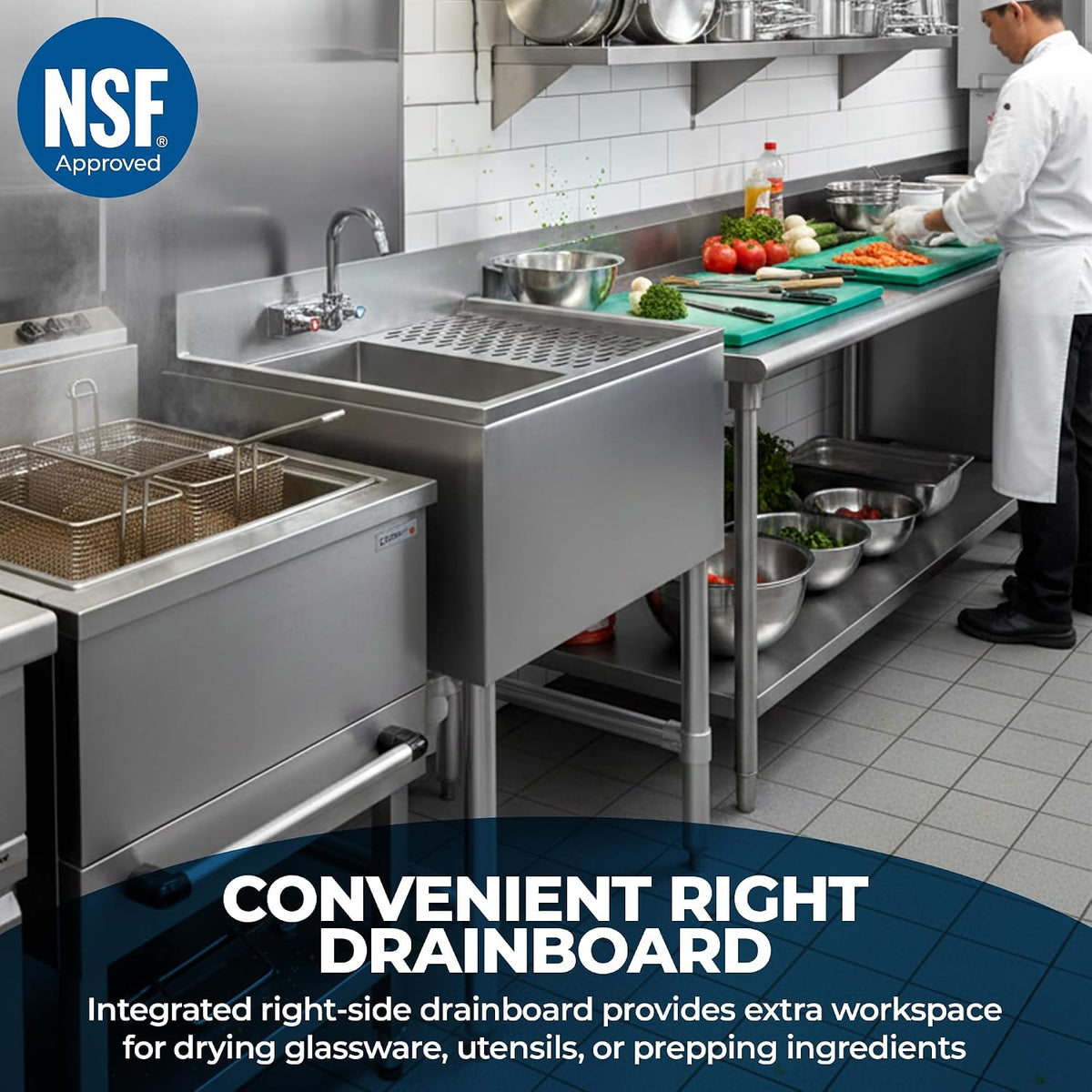 19" x 24" Stainless Steel One Compartment Sink - Express KitchQuip NSF