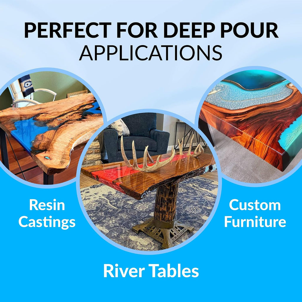 Ultra Clear Deep Pour Epoxy Resin and Hardener for Countertops, River Tables, Art Resin, DIY, Tumblers | Scratch