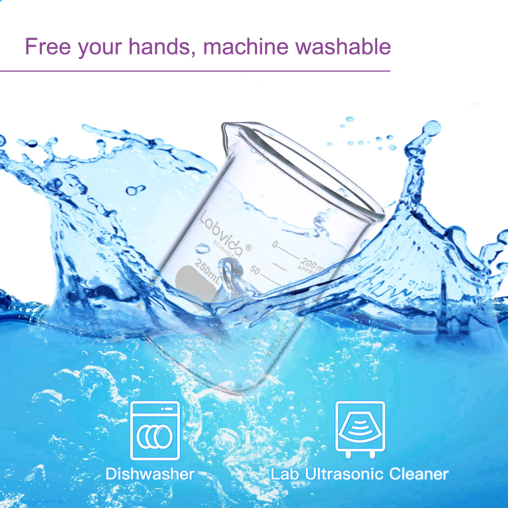 6pcs 250ml Heavy Duty Glass Beakers, LVAC004