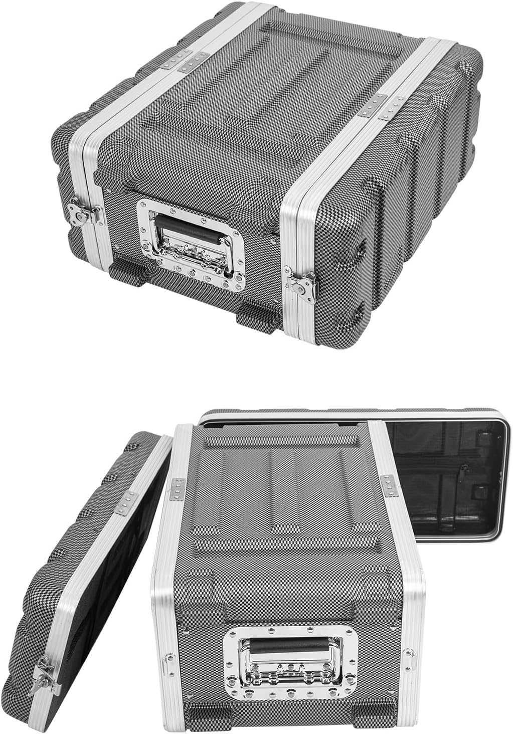 4U ABS Rack Case Shallow 12" Depth, 19" Rackmount Flight Road Travel Case, Waterproof Protective Hard Case with