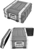 4U ABS Rack Case Shallow 12" Depth, 19" Rackmount Flight Road Travel Case, Waterproof Protective Hard Case with