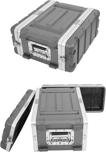 4U ABS Rack Case Shallow 12" Depth, 19" Rackmount Flight Road Travel Case, Waterproof Protective Hard Case with