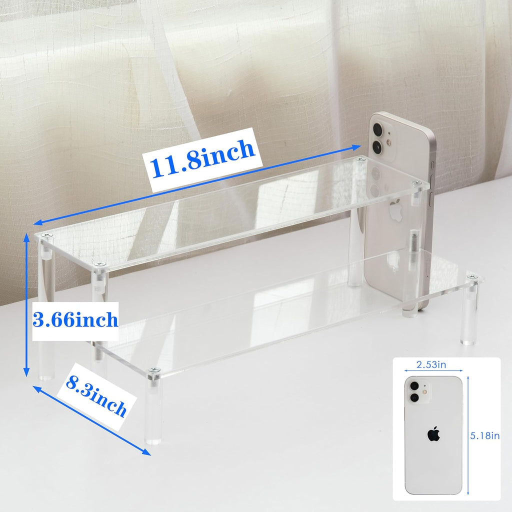 Clear Acrylic Display Riser 2 Tier Cupcake Stand Shelf for Decoration and Organizer