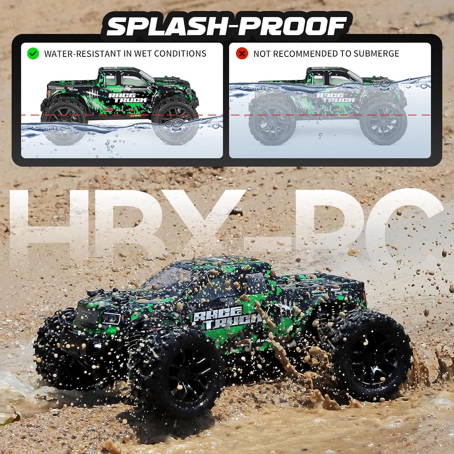 18859 1:18 Scale All Terrain RC Car, Hobby 4WD Remote Control Car | 2.4GHz Electric RC Vehicle 36 KPH High Speed 4X4