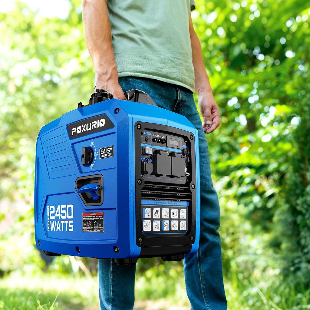 2450-Watt Portable Inverter Generator for Home Use, Super Quiet Small 120V Gas Generator for Camping, 1.6 Gallon Gas