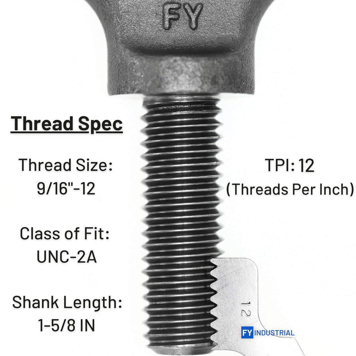 3 Pcs Lifting Shoulder Eye Bolts 9/16"-12 X 1-5/8"