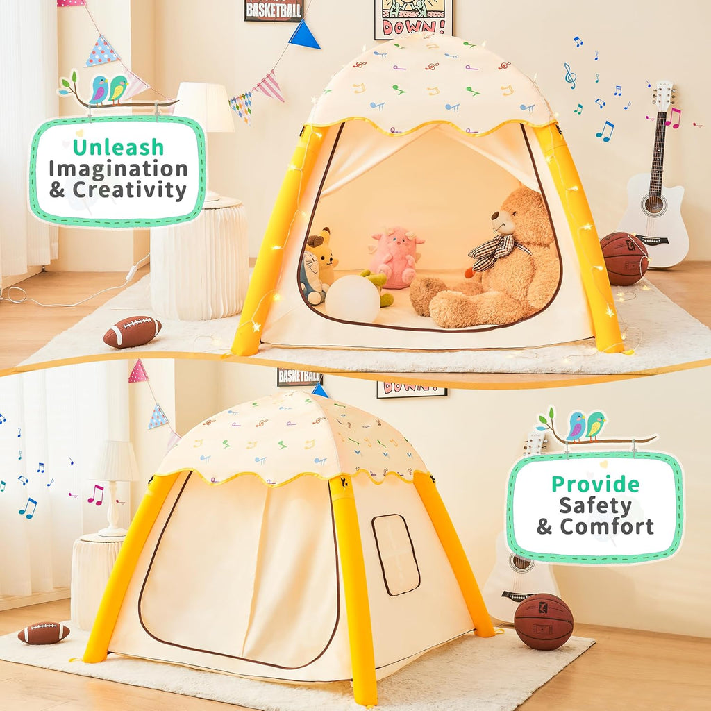 HalloDeer Kids Play Tent, Inflatable Toddler Tent Dome for Boys & Girls, Indoor Kids Tents, Portable Foldable
