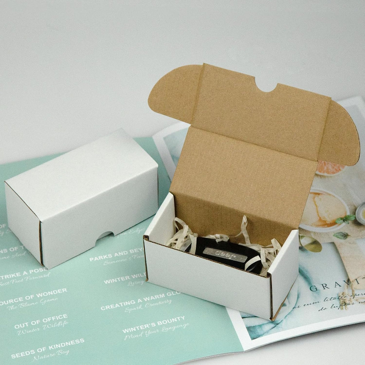 4.6x2.2x2.2 Inches Shipping Boxes Set of 50, White Corrugated Cardboard Box Literature Mailer for Packing Small