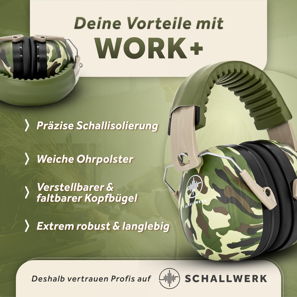 Work+ Shooting & Construction Ear Protection Ear Muffs, Adult