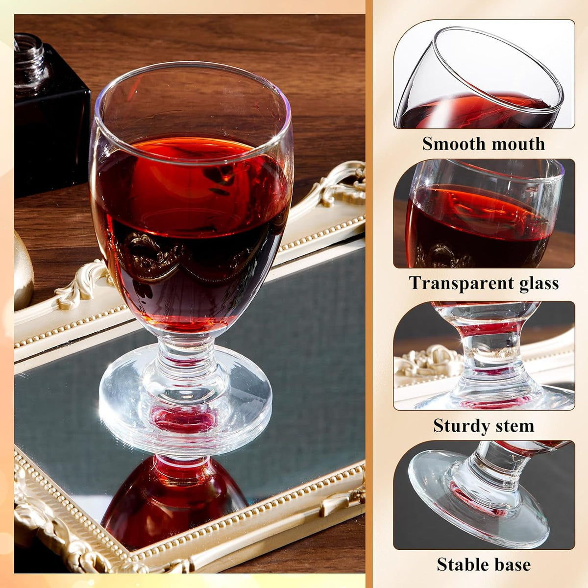 Set of 30 Water Goblet, Clear Stemmed Drinking Glasses, 10.5 oz