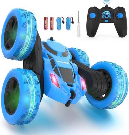 Remote Control Car for Kids, 360° Rotating RC Stunt Car Double-Sided 4WD Electric Vehicle with LED Lights, 2.4GHz