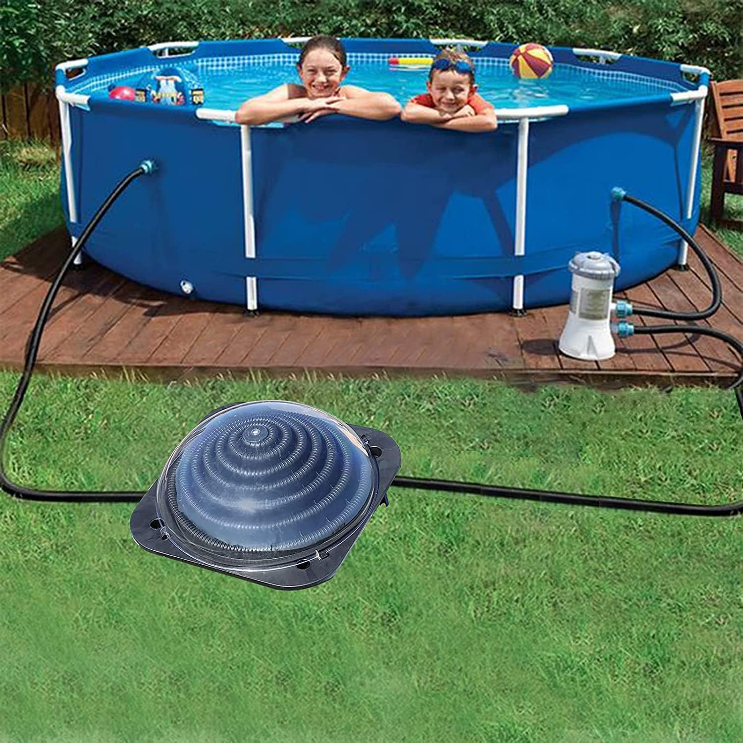 Solar Dome Above Ground Pool Heater for Inground and Above Ground Outdoor Swimming Pools Water Heater with Connector