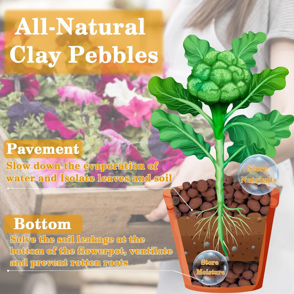 10LB Leca Clay Pebbles for Plants 4mm-16mm Clay Balls for Hydroponic | Drainage, Reusable, Aeration, Moisture