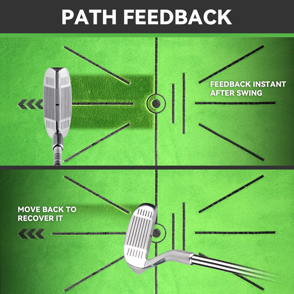 COSPOPTIC Golf Hitting Mat with Swing Path Feedback, Heavy-Duty Rubber Base Anti-Slip Golf Training Mat, Extra