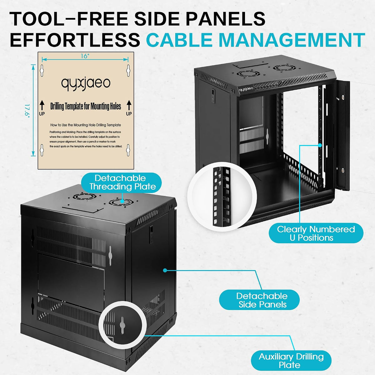 12U Wall Mount Server Rack Cabinet for 19'' IT Equipment, AV Device